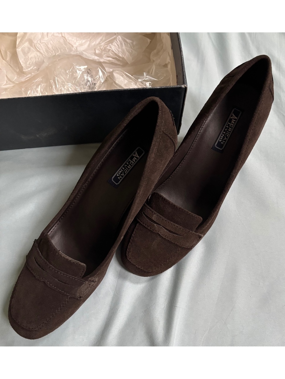 American Living Suede Penny Loafer Pumps- Brown- Size 7 M